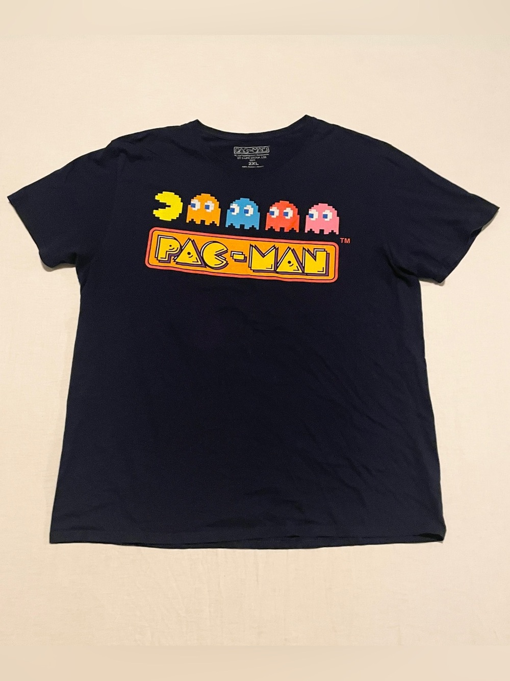 Pac-Man Graphic Tee Size 2XL Black Retro Arcade Game T-Shirt Bandai Namco⁠